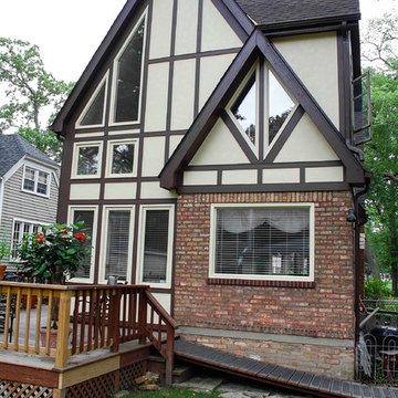 Evanston, IL Marvin Window & Hardie Stucco Siding Remodel Tudor Style
