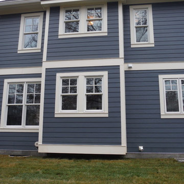Evening Blue Lap Siding w/ Shingle Siding and Board & Batten Siding (Sail Cloth)