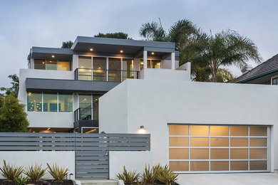 Inspiration for a gey contemporary house exterior in San Diego.