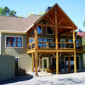 Exterior Lake House with Craftsman Porch