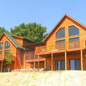 Exterior Log Siding with Stain colors