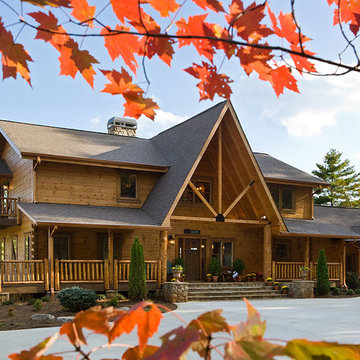 Exterior of Log Home in the Early Fall