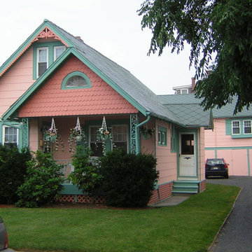 Exterior Painting of a Pink Victorian Cottage House in Cape May, NJ