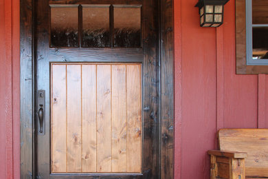Exterior wood door with distressed finish