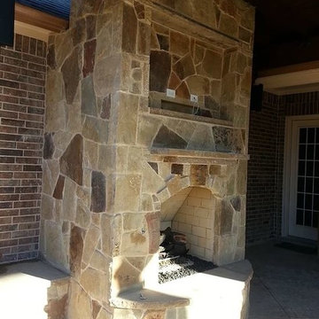 Flagstone fireplace
