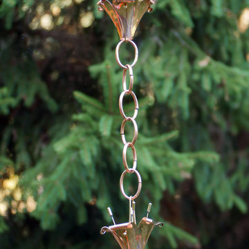 Flowers Rain Chain - Polished Copper by Good Directions