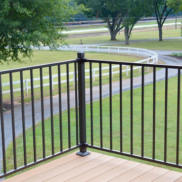 Fortress Exterior Railing in Hammered Bronze