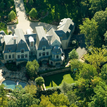 French Country Home: Aerial Rear