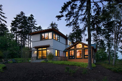 Inspiration for a modern exterior home remodel in Portland Maine