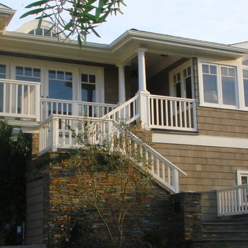 Front Entry Porch with Stacked Stone Stairs