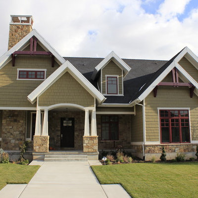 Mid-sized arts and crafts two-story exterior home photo in Salt Lake City