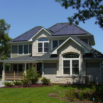 Front facade showing integrated solar PV panels
