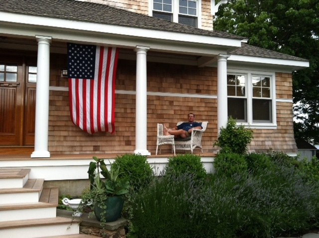 Traditional Exterior Front Porch and Flag