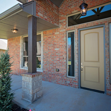 Front Porch with Wood and Stone Columns