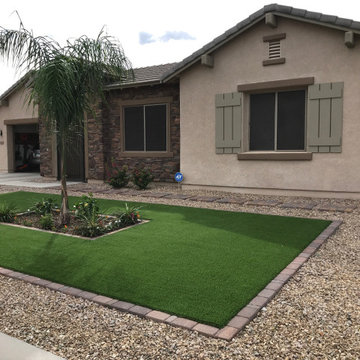 Front Yard Renovation with Artificial Turf and Concrete Pavers - Laveen AZ