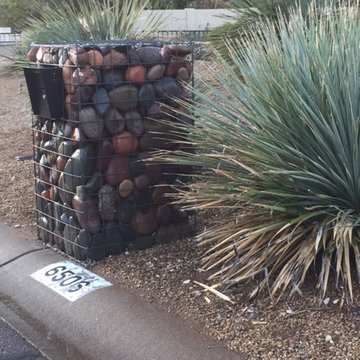Gabion Mailbox with River Rock
