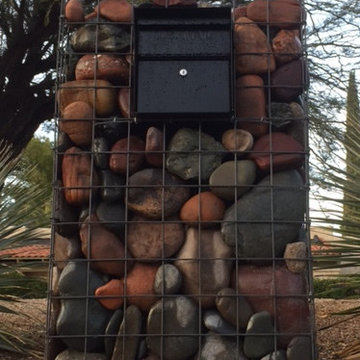 Gabion Mailbox with River Rock