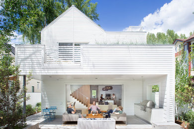 Scandinavian white two-story exterior home idea