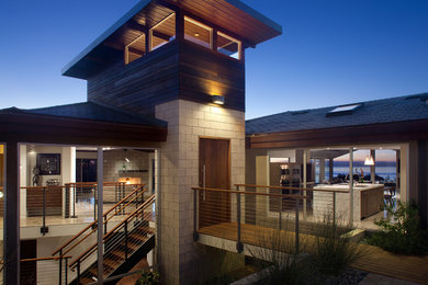 Contemporary mixed siding exterior home idea in San Diego