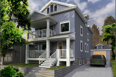 Inspiration for a blue mixed siding exterior home remodel in Toronto