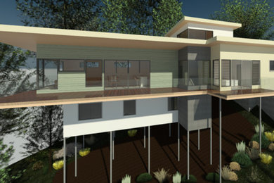 This is an example of a contemporary house exterior in Gold Coast - Tweed.