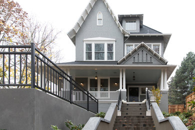 Example of an eclectic exterior home design in Portland