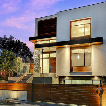 Gorgeous Houston modern home with wood and stucco accents