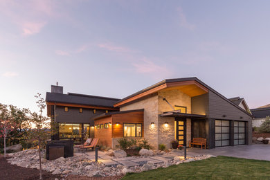 Large modern two-story mixed siding exterior home idea in Denver