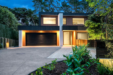 Design ideas for a modern house exterior in Auckland.