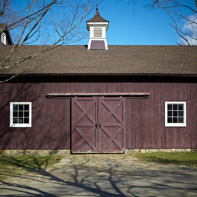 Cottage wood exterior home photo in New York