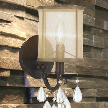 Hampton Collection 1-Light 6" Antique Brass Wall Sconce with Etruscan Smooth Oys