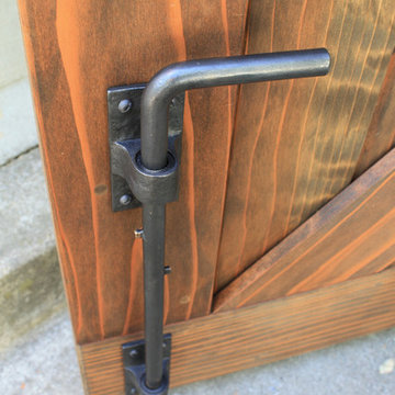 Heavy Duty Dark Bronze Cane Bolt for Gates - Shown holding open the double gate