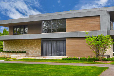 Design ideas for a contemporary house exterior in Chicago.