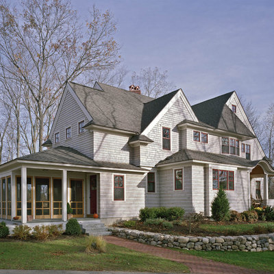 Traditional three-story wood gable roof idea in Boston