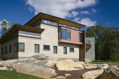 Photo of a contemporary house exterior in Providence.
