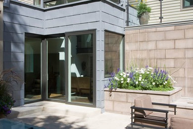 Mid-sized trendy gray two-story vinyl exterior home photo in San Francisco