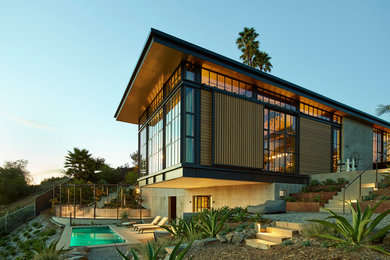 На фото: дом среднего размера в стиле модернизм