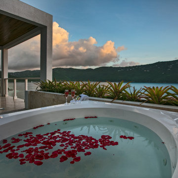 Hot tub overlooking Magens Bay in a luxury contemporary St. Thomas Vacation home