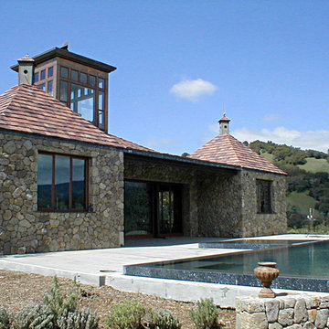 House opens to pool and spa