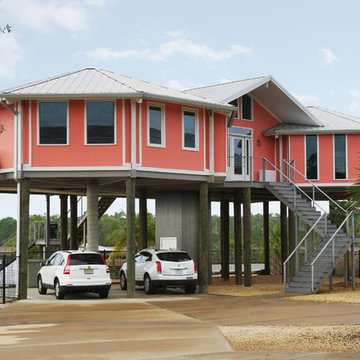 Hurricane-Resistant Home on Pilings (Stilt House) - Home Front View