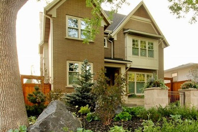 Inspiration for a transitional exterior home remodel in Calgary
