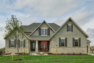 Example of a transitional exterior home design in Kansas City