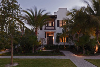 Design ideas for a beach style house exterior in Miami.