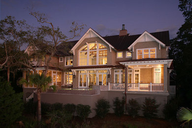 Traditional two-story wood exterior home idea in Charleston