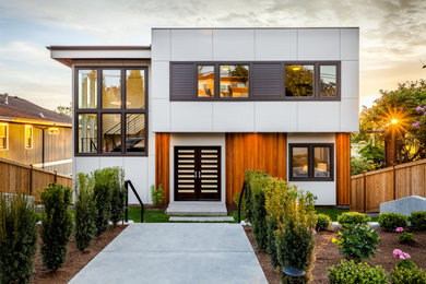Example of a trendy multicolored two-story exterior home design in Seattle