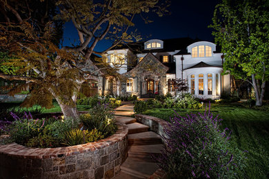 Inspiration for a timeless stone exterior home remodel in Orange County