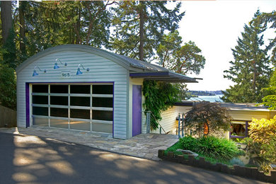 Mid-century modern exterior home idea in Seattle
