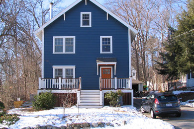 Inspiration for a timeless blue exterior home remodel in Boston