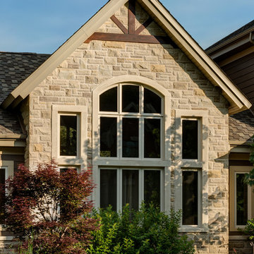 Laurier Ivory White, Maple Sugar, & Canyon Buff Building Stone Home - Michigan