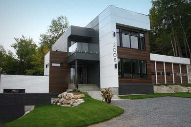 Example of a minimalist exterior home design in Montreal